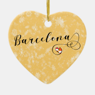 Barcelona Herz, Weihnachtsbaumschmuck Keramik Ornament