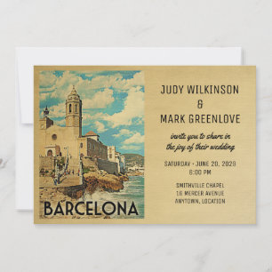 Barcelona Hochzeits-Einladung Vintage Spanien Einladung