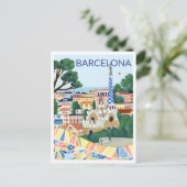 Barcelona-Illustration Postkarte (Stehend Vorderseite)