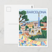 Barcelona-Illustration Postkarte (Vorne/Hinten)