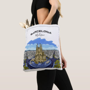 Barcelona-Illustrations-Name-Taschentaschen Tasche