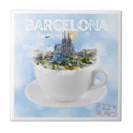 Barcelona im Teacup - Sagrada Familia Skyline Fliese