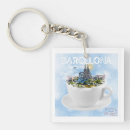 Barcelona im Teacup - Sagrada Familia Skyline Schlüsselanhänger