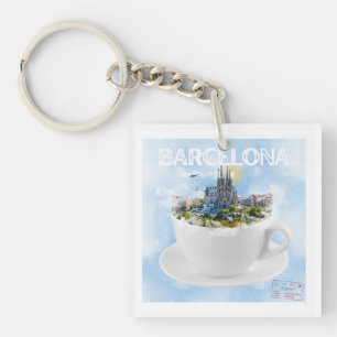 Barcelona im Teacup - Sagrada Familia Skyline Schlüsselanhänger