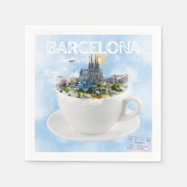 Barcelona im Teacup - Sagrada Familia Skyline Serviette