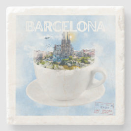 Barcelona im Teacup - Sagrada Familia Skyline Steinuntersetzer