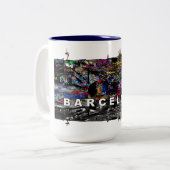 Barcelona in Graffiti Zweifarbige Tasse (Vorderseite Links)