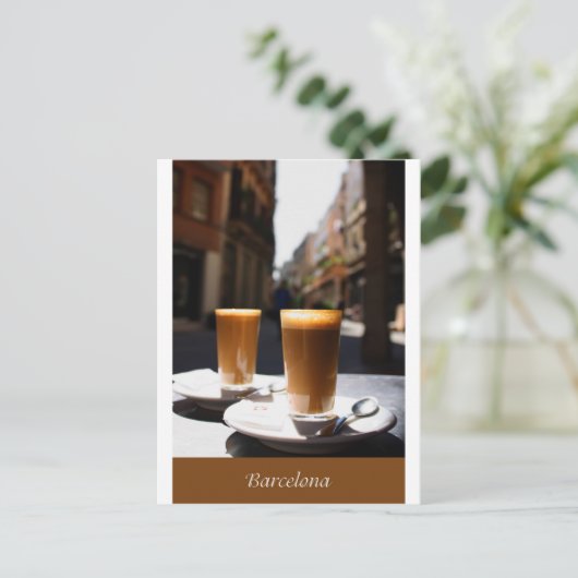 Barcelona Kaffeepause Postkarte (Stehend Vorderseite)