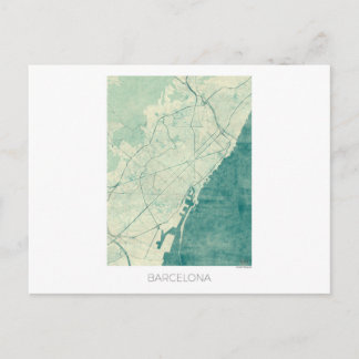 Barcelona Karte Blau Vintage Farbe