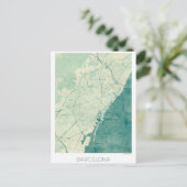 Barcelona Karte Blau Vintage Farbe (Stehend Vorderseite)