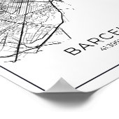 BARCELONA Karte - Schwarz-Weiß-Karte Poster (Ecke)