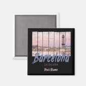 Barcelona - Katalonien - Sonnenuntergang Skyline S Magnet (Vorderseite/Rückseite)