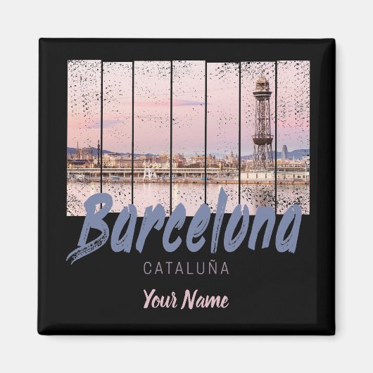 Barcelona - Katalonien - Sonnenuntergang Skyline S Magnet (Vorne)