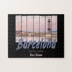 Barcelona Katalonien Sonnenuntergang Skyline Spani Puzzle
