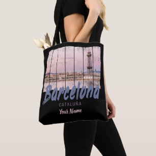 Barcelona Katalonien Sonnenuntergang Skyline Spani Tasche