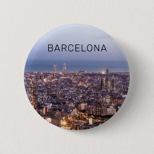 Barcelona Katalonien Sunset Skyline Spanien Stadt Button (Vorderseite)