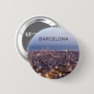 Barcelona Katalonien Sunset Skyline Spanien Stadt Button