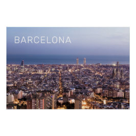 Barcelona Katalonien Sunset Skyline Spanien Stadt Poster
