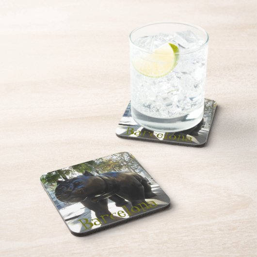 Barcelona-Katzen-Statue auf Las Ramblas Getränkeuntersetzer (Rechte Seite)