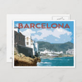 Barcelona Küste, Spanien Vintage Stil Reise Postkarte (Vorne/Hinten)