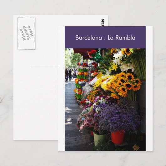 Barcelona: La Rambla Postkarte (Vorne/Hinten)