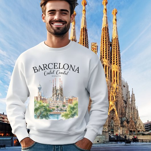 Barcelona Landscape – Iconic Cathedral & City  Sweatshirt