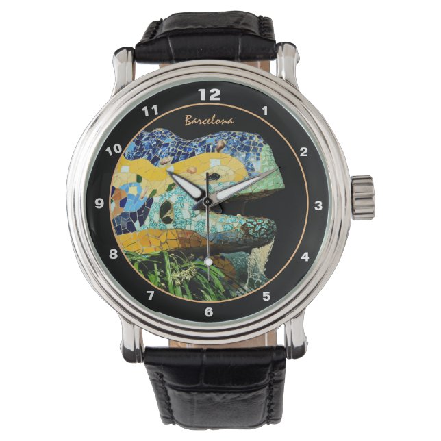 Barcelona Lizard & Park Guell, Catalonia / Gaudi Armbanduhr (Vorderseite)