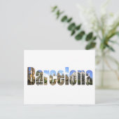 Barcelona mit touristischen Attraktionen in Buchst Postkarte (Stehend Vorderseite)