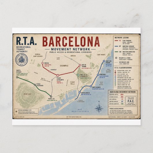 Barcelona Movement Network Postkarte | R.T.A. (Vorderseite)