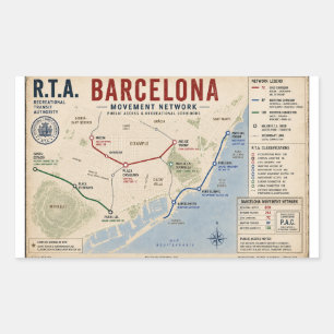 Barcelona Movement Network R.T.A. Öffentlicher Zug Rechteckiger Aufkleber