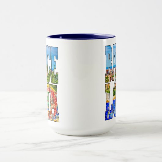Barcelona Parc Guell Spanien Typografie Kunst Tasse (Zentrum)