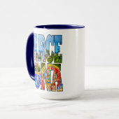 Barcelona Parc Guell Spanien Typografie Kunst Tasse (Vorderseite Links)