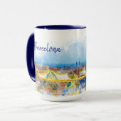 Barcelona-Park Guell bunter FotoWatercolor Tasse (Vorderseite Links)