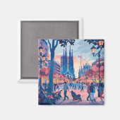 Barcelona, Park Guell, Sagrada Familia, Souvenir Magnet (Vorderseite/Rückseite)