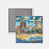 Barcelona, Park Guell, Sagrada Familia, Souvenir Magnet (Vorderseite/Rückseite)