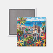 Barcelona, Park Guell, Sagrada Familia, Souvenir Magnet (Vorderseite/Rückseite)