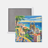 Barcelona, Park Guell, Sagrada Familia, Souvenir Magnet (Vorderseite/Rückseite)