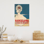 Barcelona Plakat Spanien Kunst Retro Spanisch Reis (Küche)