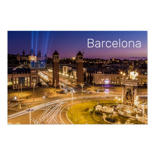 Barcelona Plaza de Espana Catalonia Spain Sunset Poster (Vorderseite)
