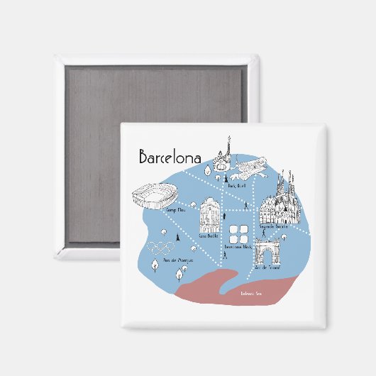 Barcelona Poster - Original Magnet (Vorderseite/Rückseite)