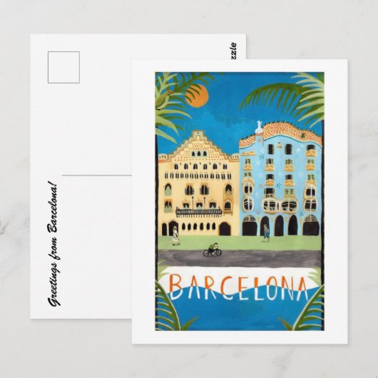 Barcelona Postkarte (Vorne/Hinten)