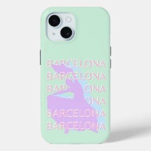 Barcelona Reisen Kunst, Spanien Kunst, Pastel, Grü Case-Mate iPhone Hülle
