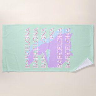 Barcelona Reisen Kunst, Spanien Kunst, Pastel, Grü Strandtuch