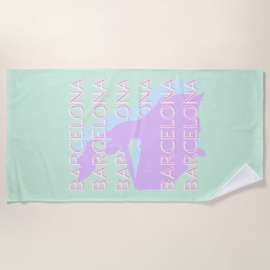 Barcelona Reisen Kunst, Spanien Kunst, Pastel, Grü Strandtuch (Vorderseite)