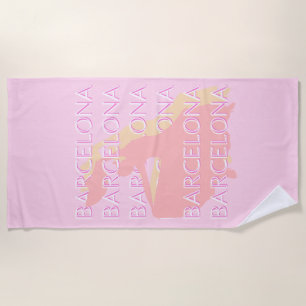 Barcelona Reisen Kunst, Spanien Kunst, Rosa, Paste Strandtuch