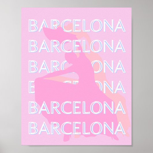Barcelona Reisen Kunst, Spanien, Pastel, Rosa Poster (Vorne)