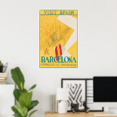 Barcelona Reiseplakat Spanien Kunst Spanischer Dru Poster (Heimbüro)
