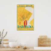 Barcelona Reiseplakat Spanien Kunst Spanischer Dru Poster (Küche)