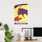 Barcelona Reiseplakat Spanien Kunst Stierkämpfer Poster (Heimbüro)