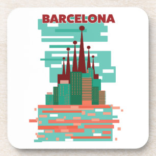 Barcelona Retro Reiseplakat Getränkeuntersetzer